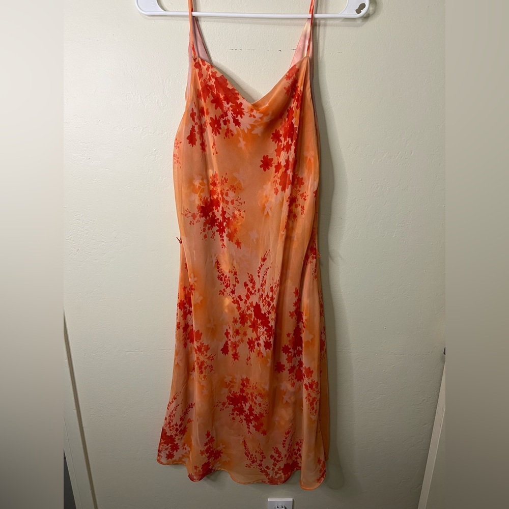 Vintage Alyn‎ Paige Vibrant Floral Maxi Dress in Orange and Red Made in Usa